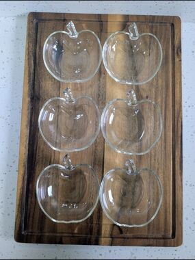 Vintage Set of 6 Clear Glass Apple Bowls